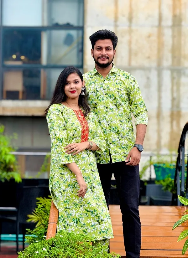 Matching Couple Dress, Men's Shirt with Ladies Kameez and Pajama