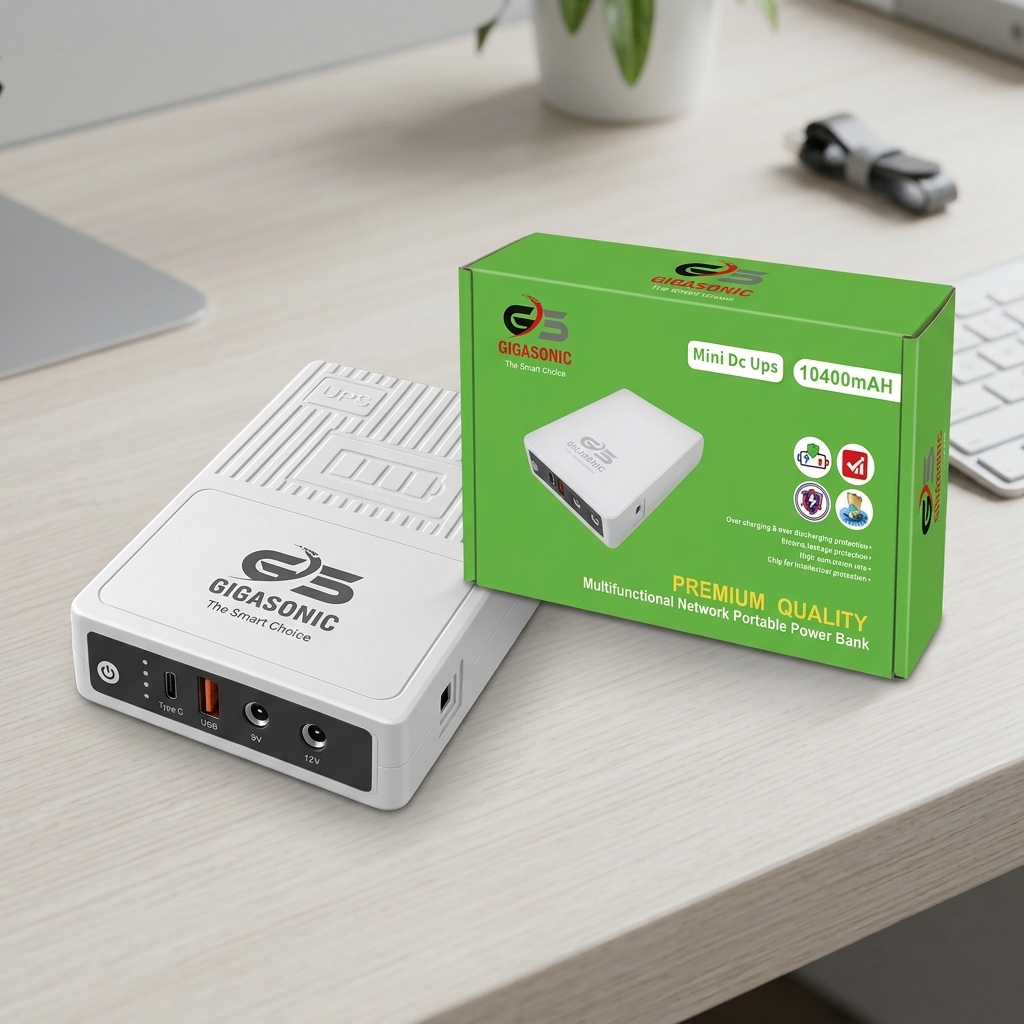 GIGASONIC Mini DC UPS for Wi-Fi Router, ONU & CCTV (10400mAh)