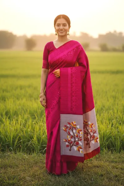 Women's Soft Cotton Summer Saree with Screen Print and Blouse Piece