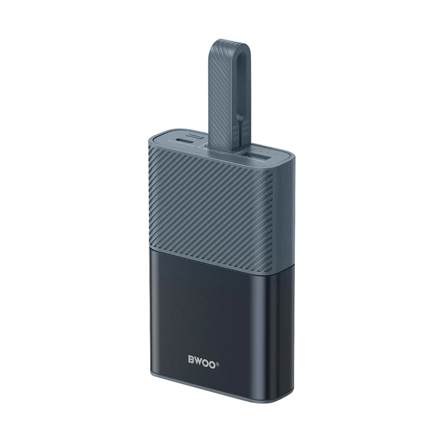 Bwoo BO-P68 10000mAh 30W Power Bank with Built-In Cable Grey