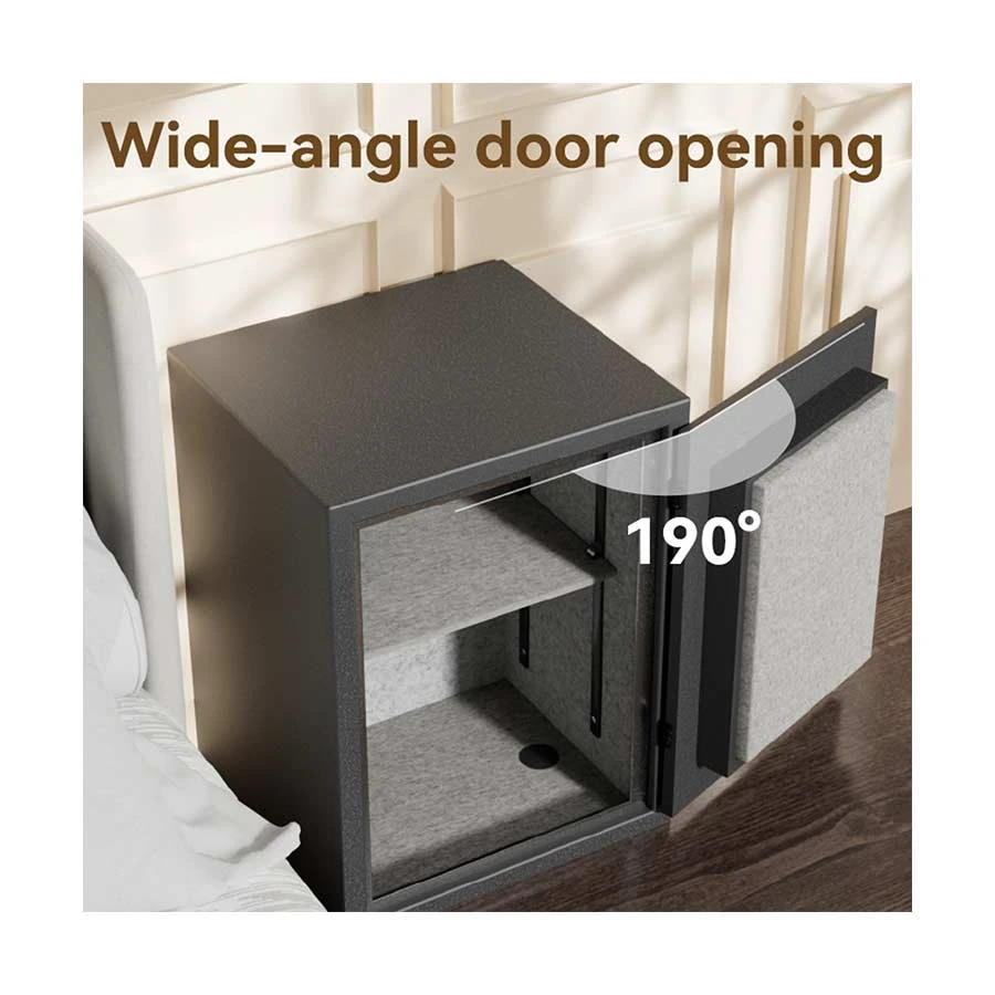 Deli ET600 Fireproof Digital Safe Box with Key & Password, Dark Gray