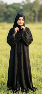 Lace Work Abaya Borka in Cherry Fabric, 3 Colours
