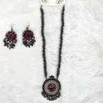 Antique Oxidized Necklace & Earrings Set – (Multiple Colors Available)