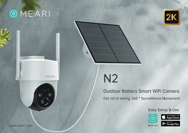 Meari V1 3MP Outdoor 4G PTZ Camera With Battery & Solar Panel