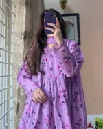 Women's Pure Cotton Three Piece with Golden Afsan Print and Lace