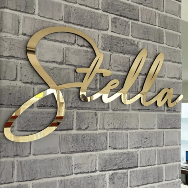 Custom Acrylic Name Sign Choose Your Font - living room decor, party decoration, baby name sign, nursery decor, mirror gold sign