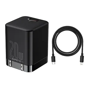 Baseus Super Si Pro Charger 1C 20W with Type-C to Lightning Cable