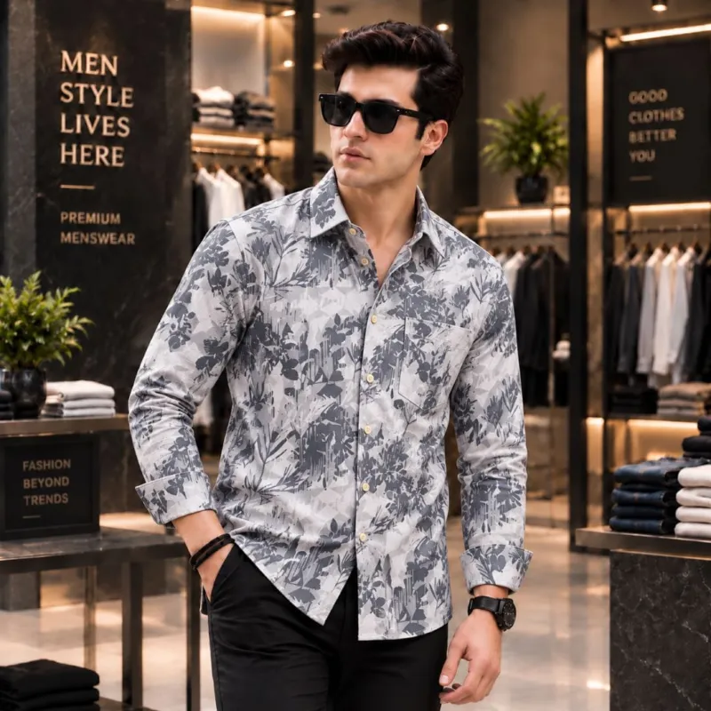 Men's Jafran Fabric Full Sleeve Print Shirt, 2 Colours