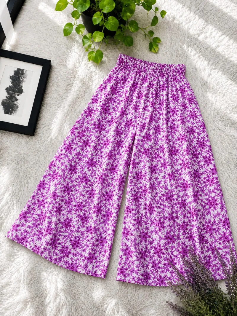 Linen Palazzo for Women, 38 Inch Length, Free Size Waist