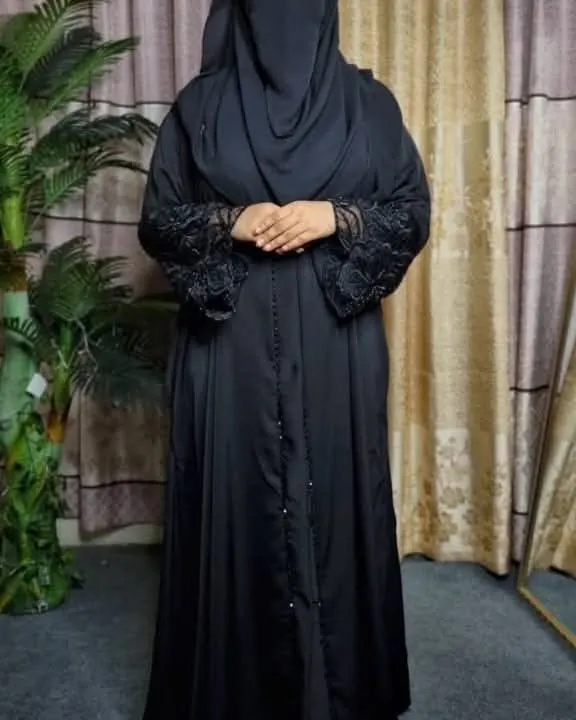 Abaya Borka with Lace Work, Sizes 50 to 56, 5 Colours