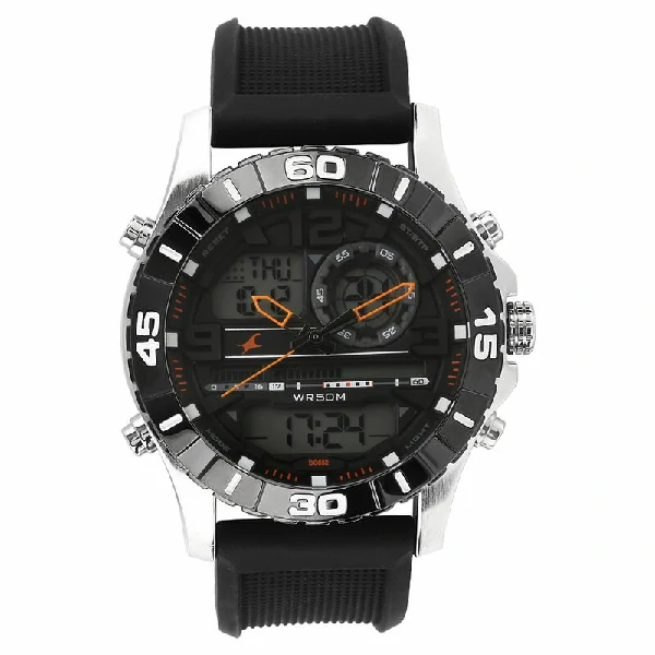 Fastrack NS38035SP03 Analog Digital Black Dial Silicone Strap Watch