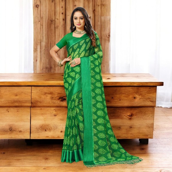 Elegant Indian Jorjet Saree with Blouse Piece