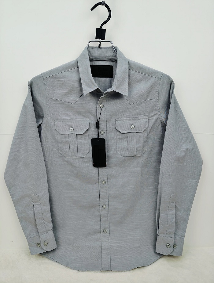 Men's Lap Seam Double Pocket Oxford Cotton Shirt for Summer