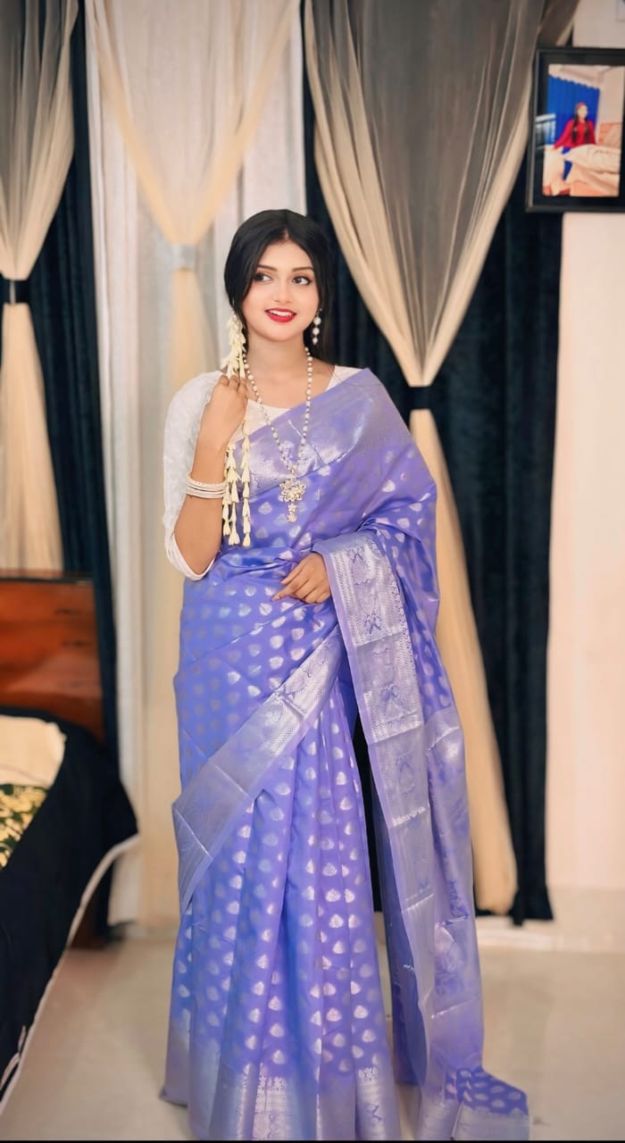 Soft Silk Katan Festive Saree with Intricate Buti, No Blouse