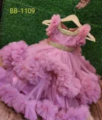 Girls' Bead Work Party Frock in AC Net, Sizes 28 to 38