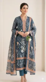 Pure Cotton Unstitched Three Piece, 48 Inch Kameez, 2 Colours