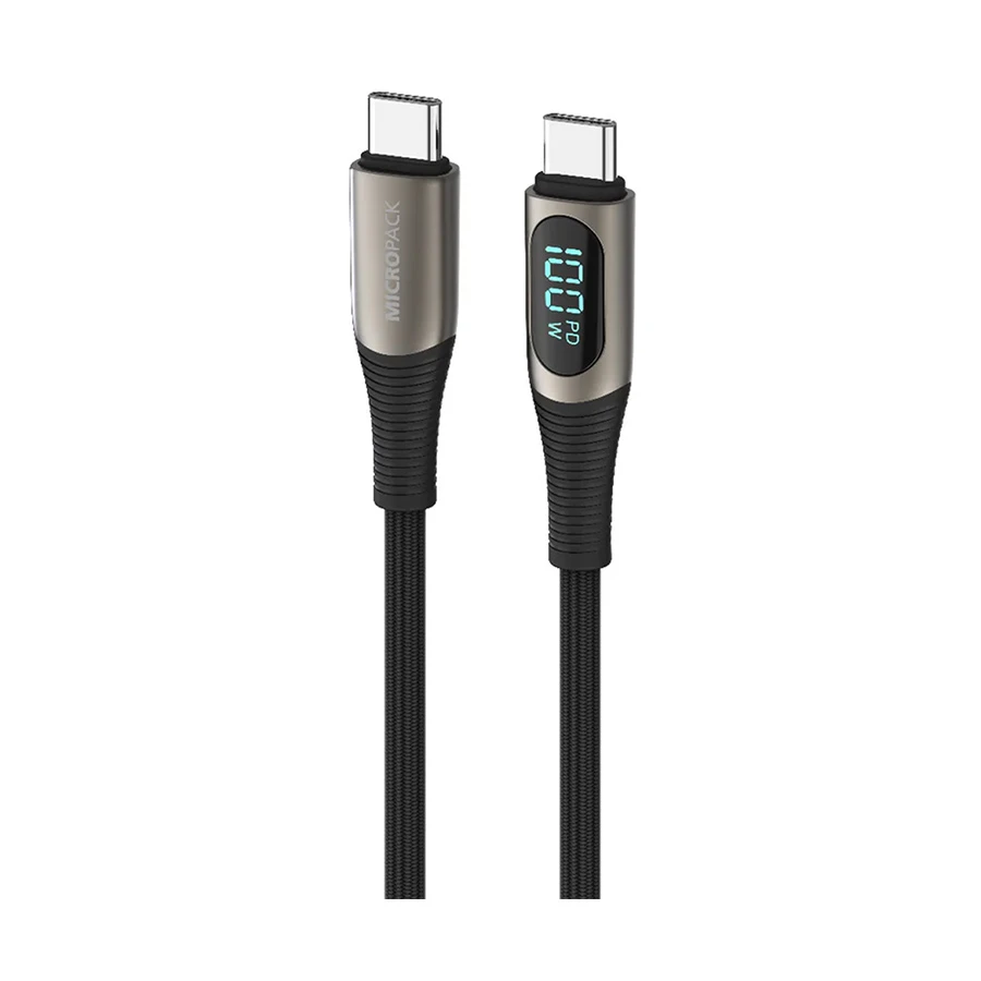 Micropack MC-C100 100W USB-C to USB-C 2 Meter Black Braided Cable