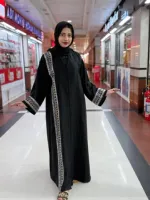 Embroidered Zoom Fabric Abaya with Cherry Fabric Hijab