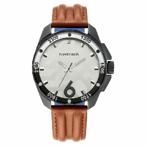 Fastrack NS3084NL04 Hitlist Quartz Analog White Dial Leather Strap Watch