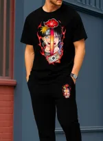 Men's DTF Print Cotton T-Shirt and Trouser Combo, 6 Colours