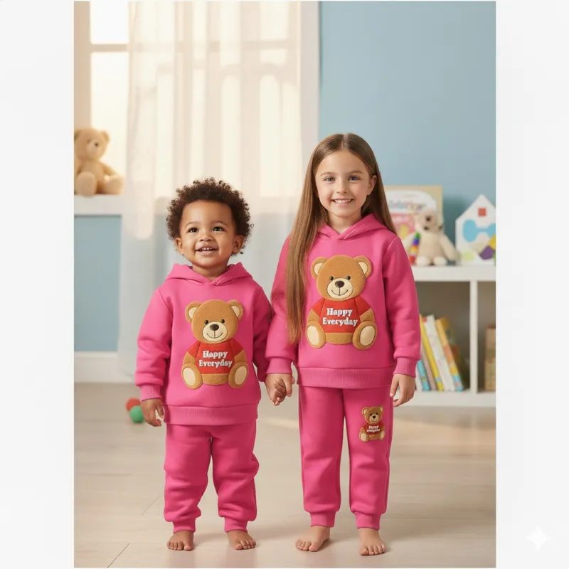 Boys' and Girls' DTF Print Hoodie Set with Pant, 280-300 GSM