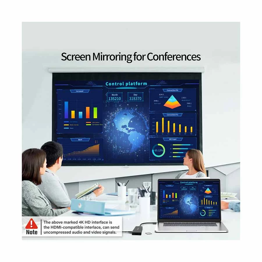 Yuanxin X-80107 USB-C Dock HDMI, USB 3.0, Dual USB 2.0, PD, TF & SD