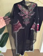 Sequin Embroidered Georgette Three Piece, 3 Colours, Sizes L and XL
