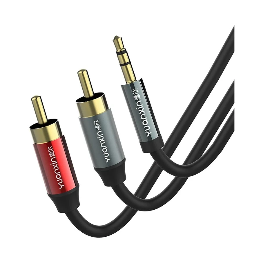 Yuanxin YAX-002 3.5mm Male to 2RCA Male, 5 Meter, Black Audio Cable