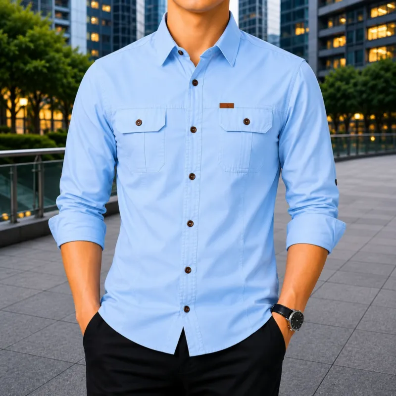 Men's Full Sleeve Panel Shirt in Soft Cotton, 6 Colour Choices
