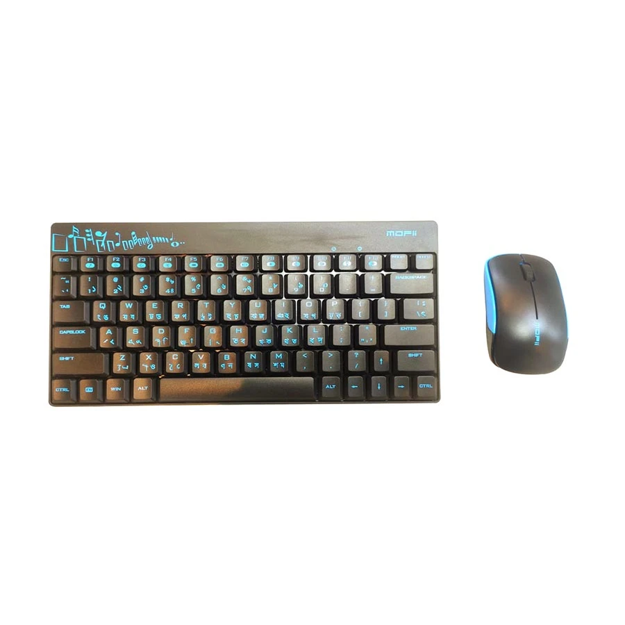 MOFII X210 Black & Blue Wireless Keyboard & Mouse Combo With Bangla