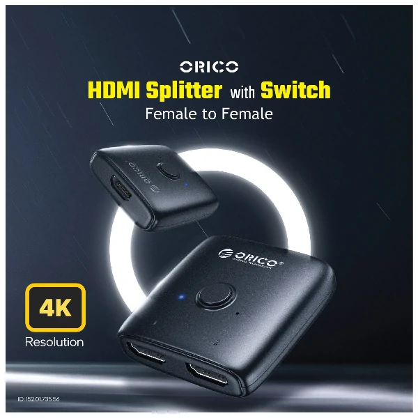 ORICO HDMI Female to Female Black Splitter bi-directional 4K@60Hz With Switch