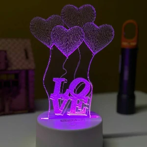 GearUP Acrylic Multicolor Night Lamp (Love Baloon)