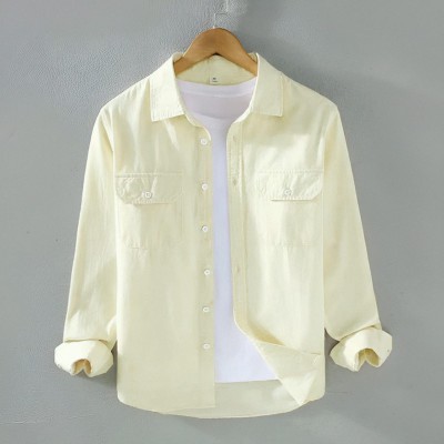 Full sleeves double pocket Shirt(Cream)