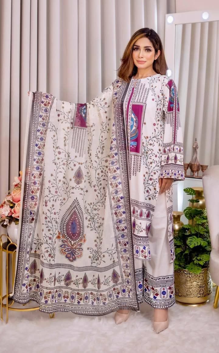 Cotton Silk Three Piece with Silk Georgette Orna, 3 Colours