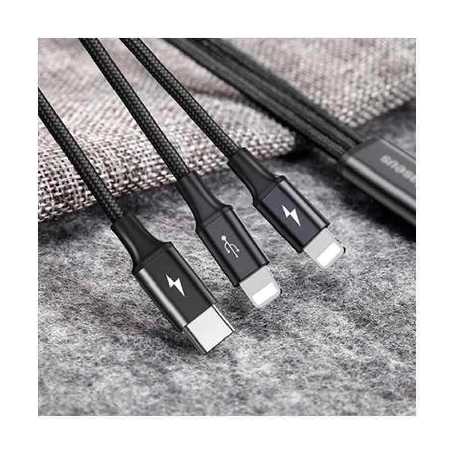 Baseus CAMLL-SU01 Rapid 3-in-1 Micro USB & Dual Lightning Cable Black