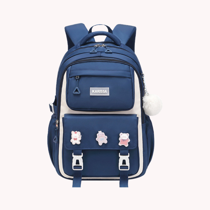 Kids Waterproof Orthopedic Primary Schoolbag for Girls - Navy Blue