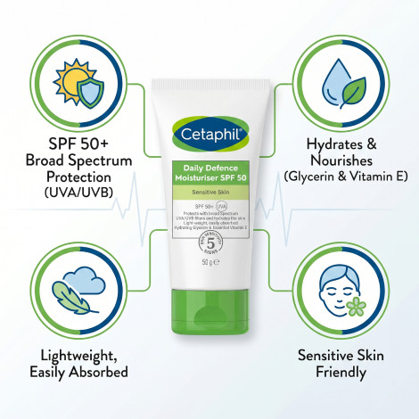 Cetaphil Daily Defence Moisturiser with SPF 50 Plus 50g (France)