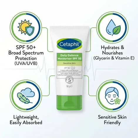Cetaphil Daily Defence Moisturiser with SPF 50 Plus 50g (France)