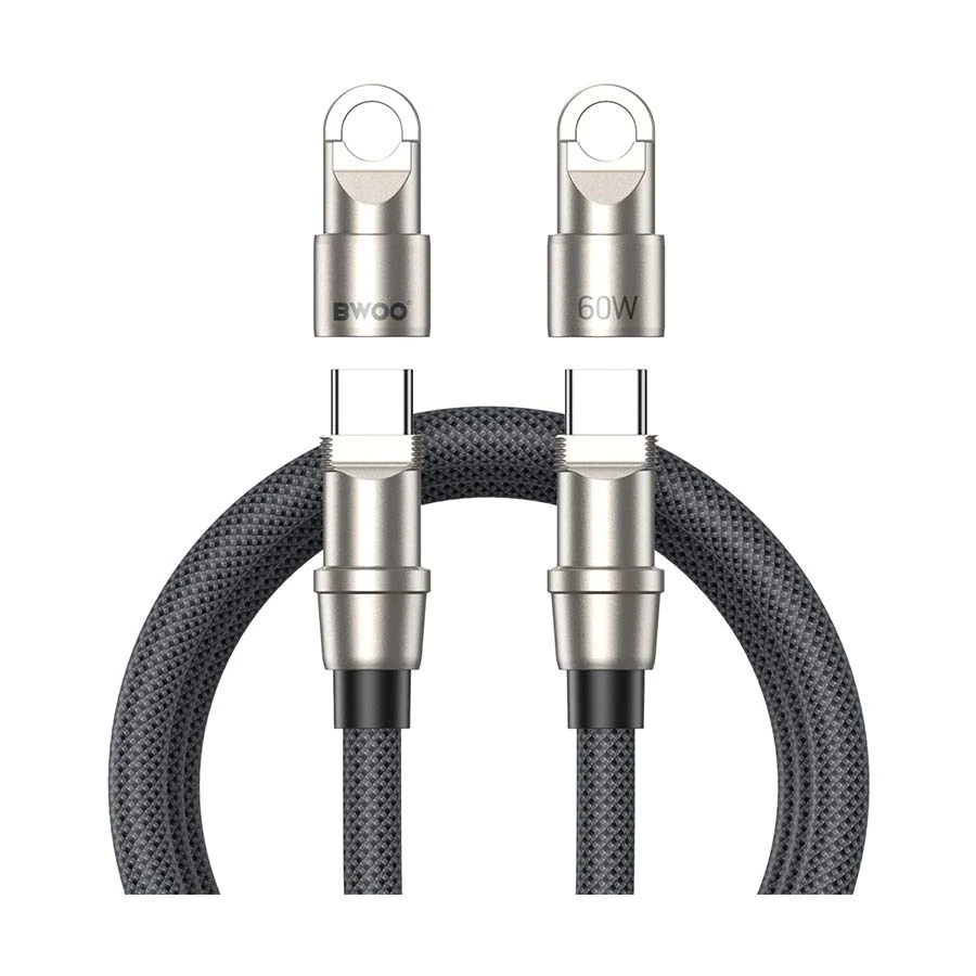 Bwoo BO-X310 60W USB-C to USB-C Cable with Phone Lanyard Dark Gray