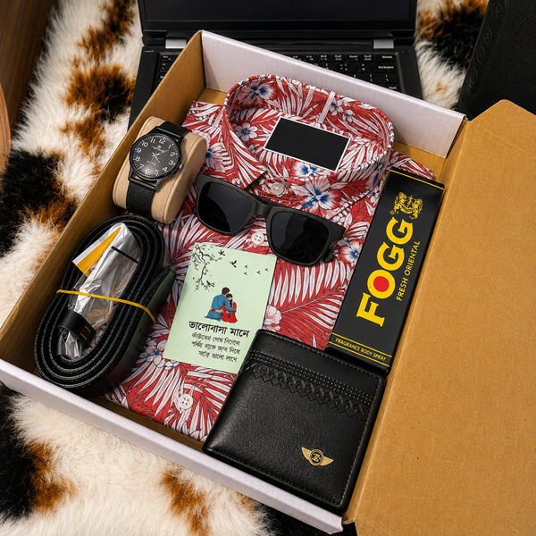 Men's Mixed Cotton Shirt Combo Gift Box, Sizes M to XXL