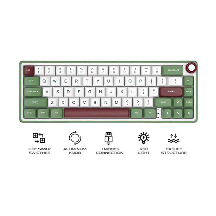 Royal Kludge RK R65 RGB Hot Swap Mechanical Keyboard Greensand