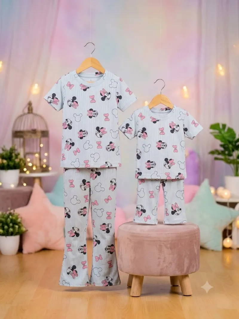 Kids' Cartoon Print Half Sleeve T-Shirt and Pant Set, 2Y to 8Y
