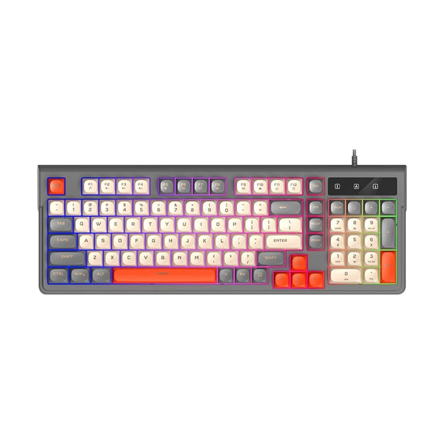 T-Wolf T13 Wired Gray (Cream+Black+Orange Key) Gaming Keyboard
