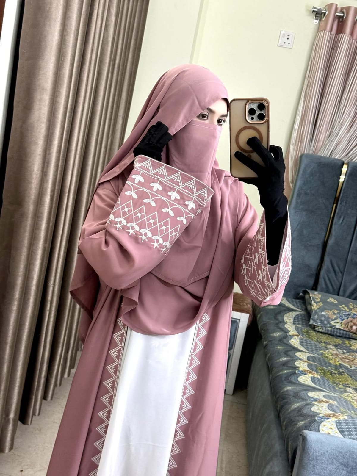 Embroidery Abaya Borka with Koti and Hijab, Ghera 200