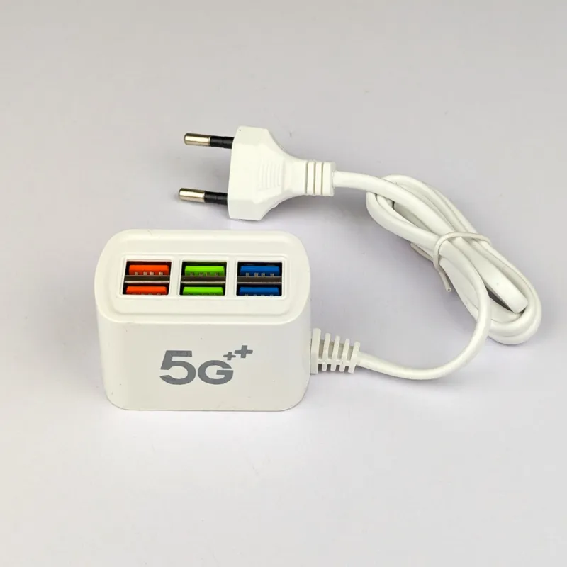 6-in-1 Charging Solution: 6U Multi-Port Charger with 3-in-1 Fast Cable