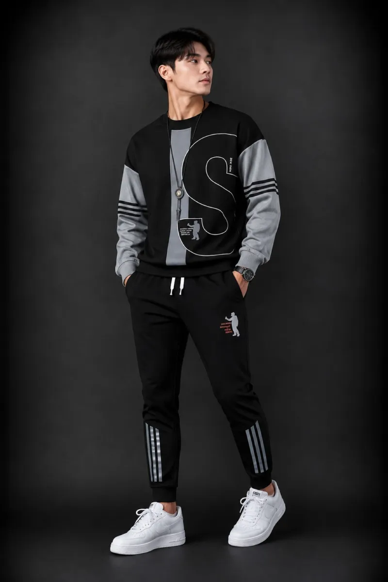 Men's Pure Cotton Full Sleeve T-Shirt and Trouser Set, 200 GSM