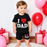 Cute 'I ❤️ DAD' Black Boys' Two-Piece Summer Set
