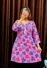 Women's Printed Short Kurti with Tassel Neck, Body 32 to 42
