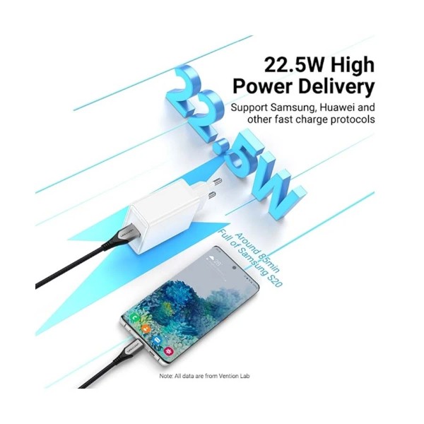 Vention FACW0-EU 1-Port USB 22.5W White Charger
