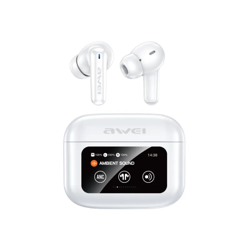 Awei T56 ANC True Wireless Earbuds – Smart LED Touch Screen Charging Case, Bluetooth 5.4, -35dB Active Noise Cancellation & IPX6 Waterproof